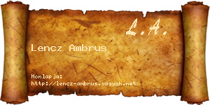 Lencz Ambrus névjegykártya